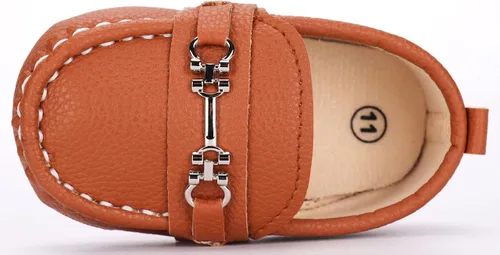 Vista 4 de QIETION Mocasines para bebés recién nacidos, para niños y niñas, zapatos de cuna con suela suave, antideslizantes, perfectos para bautizogateoboda
