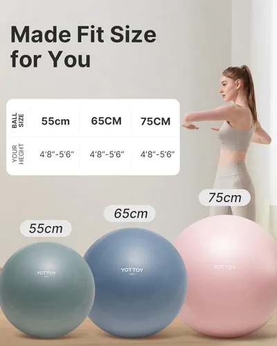 Vista 7 de YOTTOY - Pelota de ejercicio antiestallido para entrenamiento, yoga y embarazo, extragruesa para terapia física y fitness