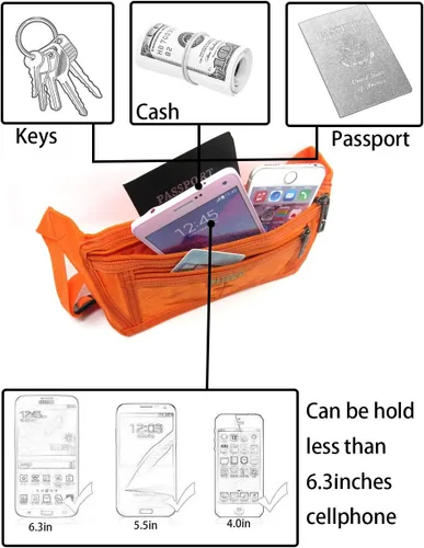 Vista 76 de Bolsa de cintura ultrafino con ranuras c/visualización para tarjeta de crédito, para deportes, aire libre, correr, caminar, viajes.
