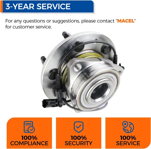 Vista 7 de MACEL 515096 Conjunto de rodamiento de cubo de rueda delantera compatible con Chevy Tahoe, Silverado 1500, Suburban 1500, Avalanche, Cadillac