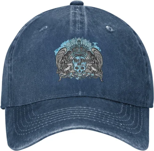 Vista 2 de Sombrero de vaquero de moda para hombre y mujer, ajustable para cuatro estaciones, gorra de béisbol del infierno con ángel, azul marino, Azul marino