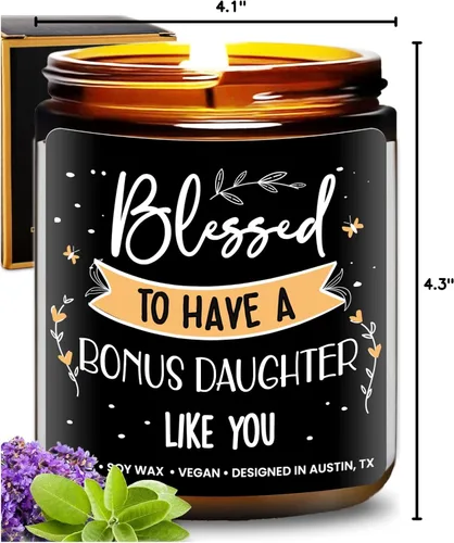 Vista 9 de Vela para Hija Bonus, Regalos para Hija Bonus de Madrastra, Regalos para Hijastra para el Día de la Madre, Regalo de Cumpleaños para Hijastra