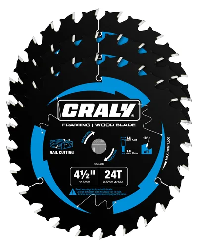 Vista 7 de CRALY Hoja de sierra circular para enmarcado de 3-3/8 pulgadas con 24 dientes para corte de madera, eje de 15mm, con punta de carburo, corte fino