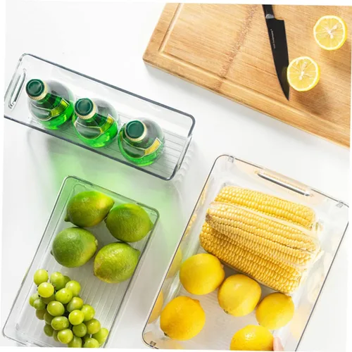 Vista 4 de SMASOLO Caja de almacenamiento transparente para refrigerador, versátil organizador de refrigerador para bebidas, frutas y verduras, organiza