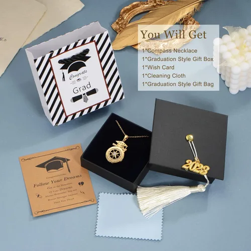Vista 6 de Regalos de graduación para ella 2023, regalos de collar de graduación, collar de brújula de graduación, collar de brújula inspirador, regalo