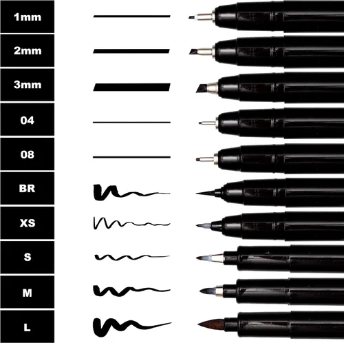 Vista 5 de Craft 'n' Beyond Paquete de 10 rotuladores para caligrafía para letras a mano, dibujo artístico, bocetos, álbumes de recortes, escritura, diario