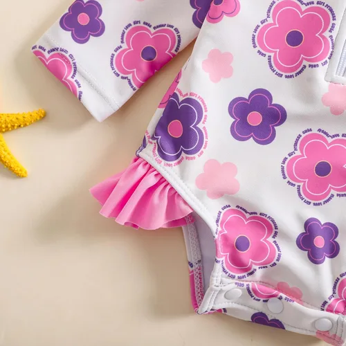 Vista 88 de Traje de baño de una pieza con cremallera de manga larga para bebé niña con gorro