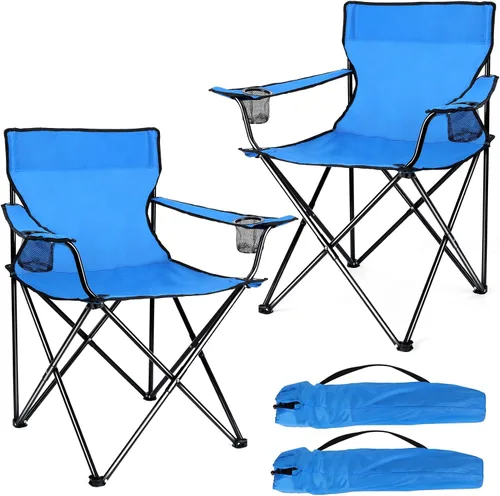 Vista 12 de Joyfair Silla de camping portátil, sillas plegables para césped al aire libre para adultos, sillas plegables grandes resistentes para playa, pesca