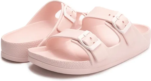 Vista 5 de FUNKYMONKEY - Sandalias bajas cómodas para mujer, hechas de etilvinilacetato, ajustables con hebilla doble