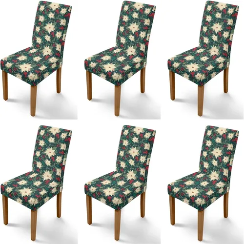 Vista 86 de Rnyleeg Fundas navideñas para sillas de comedor, fundas de asiento de comedor con estampado de campanas brillantes, juego de 1 funda suave y lavable