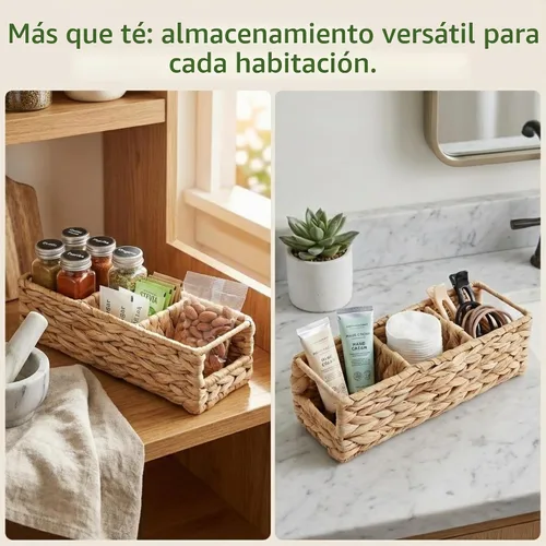 Vista 5 de Triluxe - Organizador de bolsas de té de mimbre, obra maestra