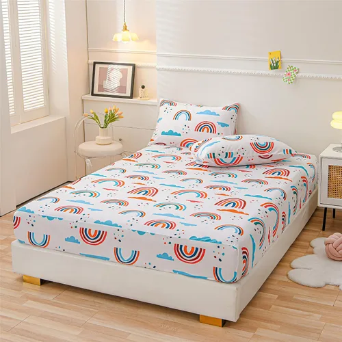 Vista 3 de Sábanas arcoíris tamaño individual, juego de 3 piezas de sábanas divertidas y coloridas para niños, sábanas de microfibra suaves arcoíris para niños