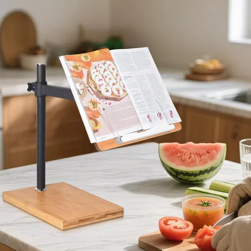 Vista 7 de wishacc Soporte de libro ajustable para lectura, soporte ergonómico de lectura de libros de escritorio con ajuste de altura y ángulo, soporte