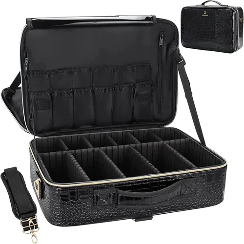 Vista 20 de Relavel Estuche de maquillaje grande para maquillaje, estuche de tren profesional de 16.5 pulgadas, organizador de cosméticos de viaje, soporte