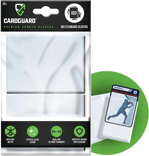 Vista 10 de CardGuard Fundas transparentes de alta calidad, 100 unidades, tamaño estándar para Pokémon, tarjetas deportivas, béisbol, fútbol y tarjetas Rojo