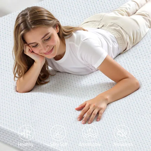 Vista 5 de Subrtex Funda para Topper de Colchón (Solo Funda) Protector de Colchón Ropa de Cama de Rayón Hecho de Bambú Funda Envolvente de Colchón Extraíble