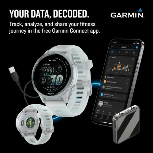 Vista 4 de Garmin Forerunner 570 42mm reloj inteligente avanzado GPS para correr y triatlón, pantalla AMOLED, entrenamiento y recuperación, aluminio azul