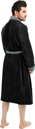 Vista 2 de NY Threads - Bata de baño lujosa en tejido polar con cuello de chal para hombre