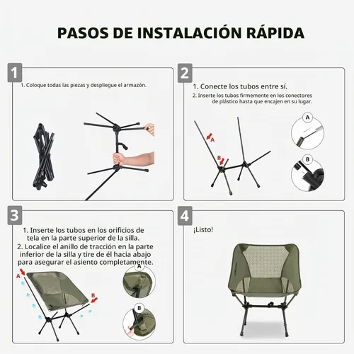 Vista 7 de CAMEL CROWN Silla de camping resistente para mochileros, silla plegable ultraligera con bolsa de transporte, portátil compacta para exteriores
