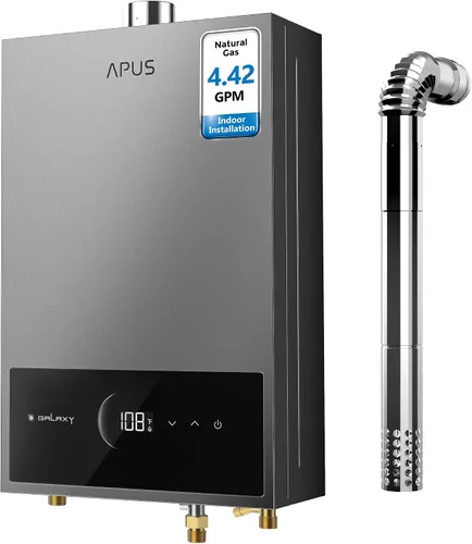 Vista 9 de APUS Calentador de agua sin tanque de gas natural, hasta 3.6 GPM, calentador de agua sin tanque para interiores, 80,000 BTU bajo demanda