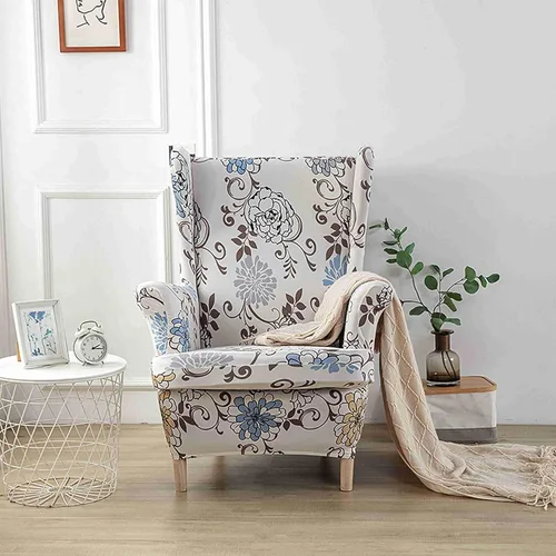Vista 10 de Morbuy Fundas para silla con respaldo de alas de 2 piezas, funda moderna para silla con respaldo de ala, funda elástica para silla con respaldo