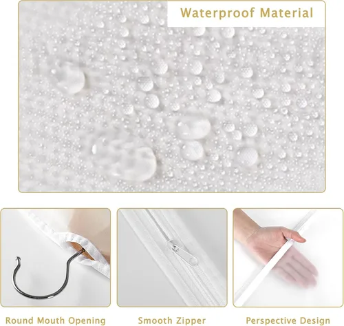 Vista 2 de WWW - Bolsas de ropa para colgar ropa, 5 piezas, bolsa transparente para ropa, bolsa de plástico a prueba de polvo, bolsa de almacenamiento de ropa