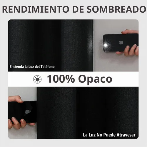 Vista 6 de Joydeco Cortinas opacas de 72 pulgadas de largo, 2 paneles burg, cortinas de oscurecimiento de habitación para dormitorio, cortinas térmicas Negro