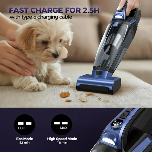 Vista 11 de Aspirador de mano de pelo para mascotas sin cable: 20000PA Aspiradora