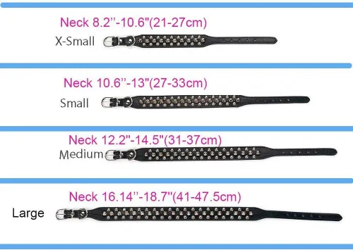 Vista 5 de Collar de perro con tachuelas, ajustable de cuero suave para cachorros para perros pequeños y medianos, bulldog pitbull, mastín caniche y boxeador