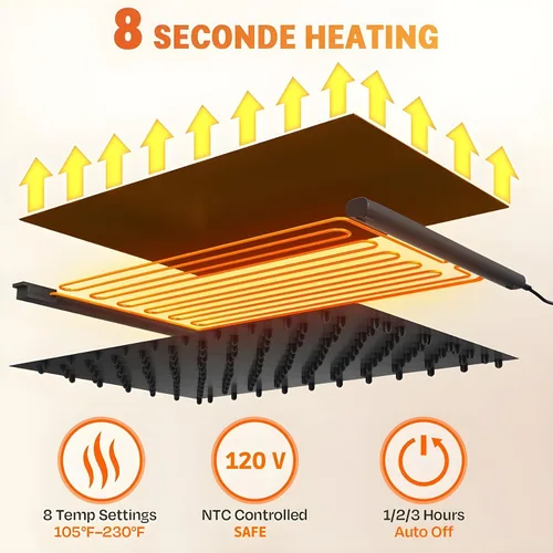 Vista 7 de Tapete XXL de calentamiento de alimentos para encimera de 42 x 16 pulgadas, bandejas de calentamiento eléctricas para bufés de fiesta, tapete