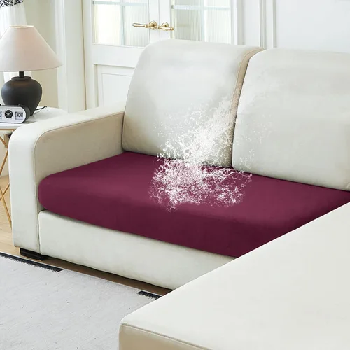 Vista 23 de NAISI Fundas de cojín impermeables de tela de terciopelo grueso lavable, 1 pieza, fundas individuales para sofá modular con parte inferior elástica