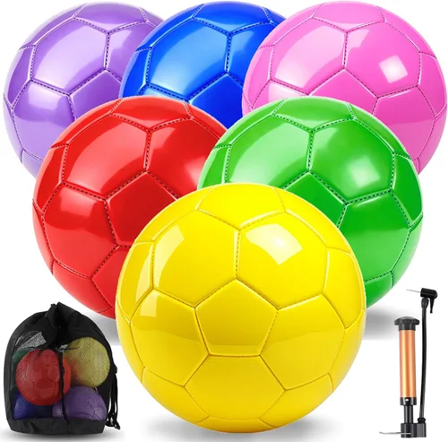 Vista 9 de Realspring Balones de fútbol desinflados a granel con bolsa de inflador, operación de Navidad, tamaño oficial, fútbol para jóvenes, al aire libre