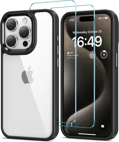 Vista 51 de HOOMIL Funda para iPhone 11 con 2 protectores de pantalla de vidrio templado, no amarillea, protección contra caídas, arañazos, transparente, parte