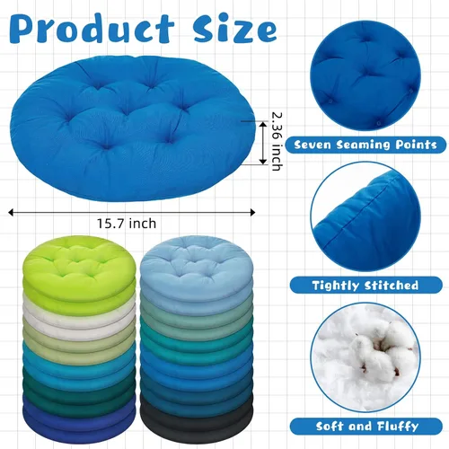 Vista 3 de Tinideya 24 Piezas Cojines Redondos de Suelo Almohadas de Suelo Cojines de Asiento de Meditación Asientos Flexibles para Adultos y Niños, Cojines