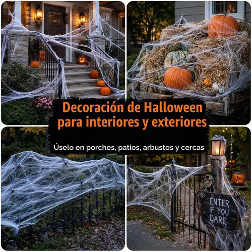 Vista 3 de MAQIHAN Telarañas de Halloween de 1300 pies cuadrados - Telarañas al aire
