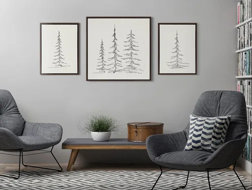 Vista 3 de Kate and Laurel Sylvie Minimalist Evergreen Trees - Juego de lienzo enmarcado por The Creative Bunch Studio, 2 piezas de 18 x 24 pulgadas, marrón, 2