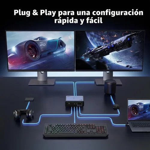 Vista 6 de TobenONE 19-in-1 Laptop Docking Station Dual Monitor,10 USB C/A,2×4K HDMI
