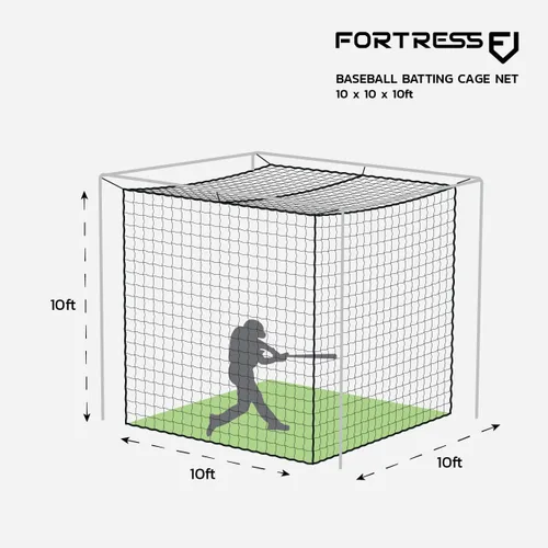 Vista 2 de Fortress Baseball Batting Cage Nets Heavy-Duty HDPP Fully Enclosed Baseball & Softball Cage Netting [14 Sizes & 3 Grade Options] – NET ONLY