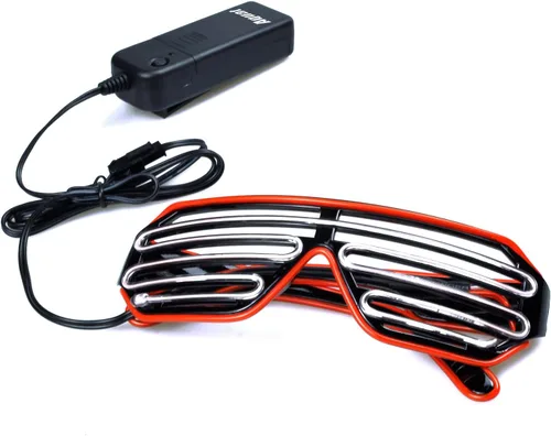 Vista 18 de Gafas de LED de Aqua Led de Neón electroluminiscentes para fiestas y disfraces modelo RB03., Púrpura + Azul
