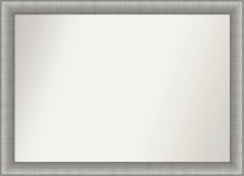 Vista 333 de Amanti Art Espejo de baño plateado para sobre el fregadero, 28 x 37 pulgadas, elegante espejo rectangular de peltre cepillado, marco de madera