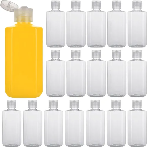 Vista 8 de Paquete de 30 botellas de plástico transparente de 3.4 onzas para artículos de tocador, recipientes de viaje vacíos recargables de 3.4 fl oz