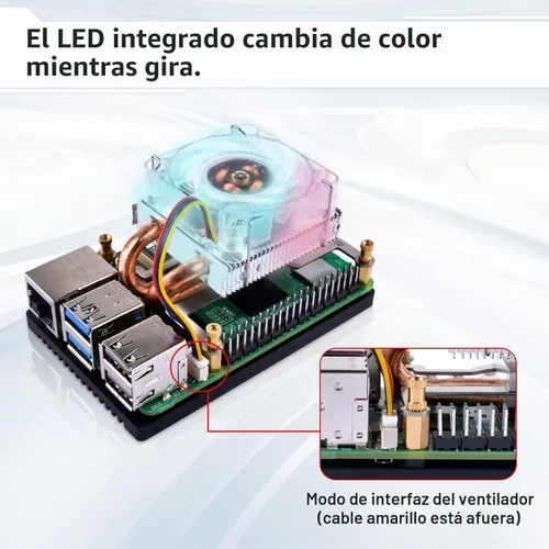 Vista 3 de GeeekPi Enfriador de CPU de bajo perfil para Raspberry Pi 5, ventilador de 4 pines con disipador de calor de aluminio para Raspberry Pi 5 8GB 4GB