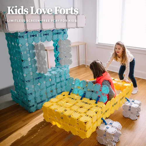 Vista 7 de Kit de construcción de fuertes Juguete para niños de bloques jumbo Juego de 90 piezas: azul claro