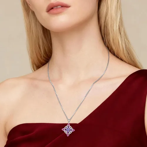 Vista 148 de Collar de pentagrama de plata de ley con triple luna, diosa celta, nudo celta, nudo de brujas, Ankh, sol y luna, Hécate, lilith, Santa Muerte