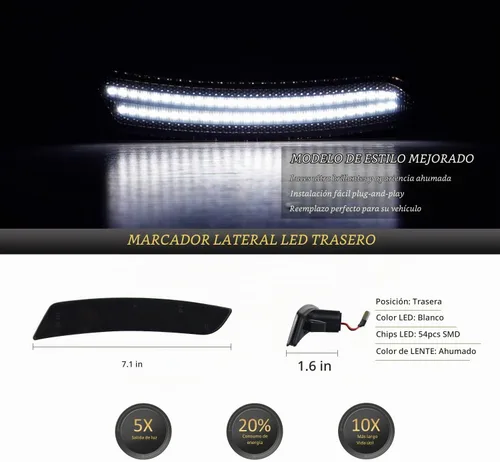 Vista 3 de D-Lumina Luces LED de marcador lateral con lente ahumada para Chevy Camaro