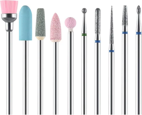 Vista 9 de URAQT Juego de brocas de cerámica para uñas, 10 piezas de brocas eléctricas de 3/32 pulgadas, brocas profesionales para pulir cutículas para uñas