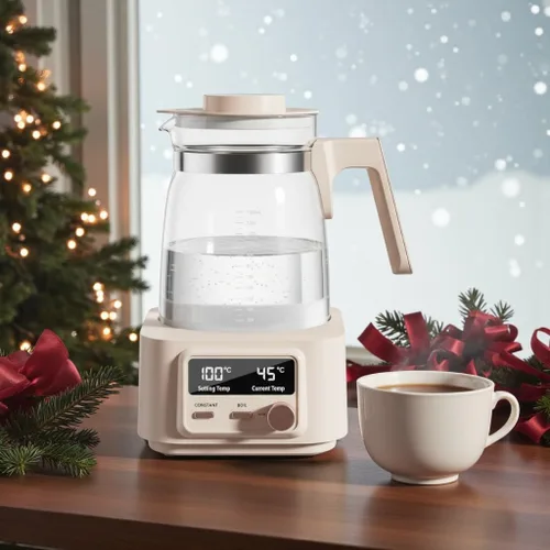 Vista 9 de Babysmooth Smart Kettle Pro - Hervidor eléctrico de vidrio, 1.3L, LED digital con control de temperatura de 40-100°C, función de mantenimiento