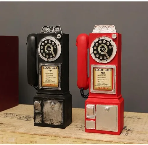 Vista 6 de Teléfono antiguo - Esfera giratoria modelo de teléfono fijo vintage resina accesorios de teléfono 2.95 pulgadas de largo x 3.74 pulgadas de ancho x