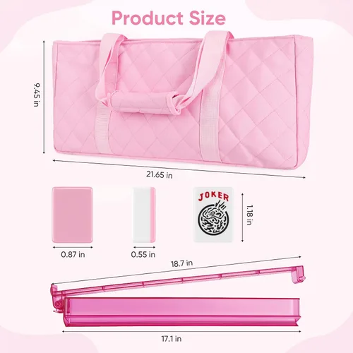 Vista 3 de Pink American Mahjong Set, 166 azulejos rosados, 4 estanterías/empujadores