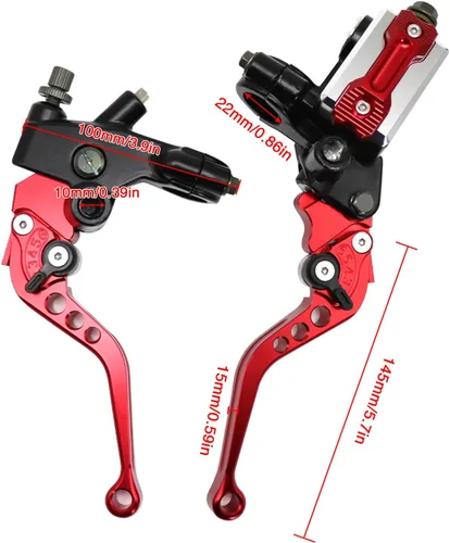 Vista 2 de Motocicleta 7/8 "0.866 in Manillar Freno Cilindro Maestro Palanca de Embrague CNC Izquierda y Derecha Juego Universal Compatible con Honda Kawasaki